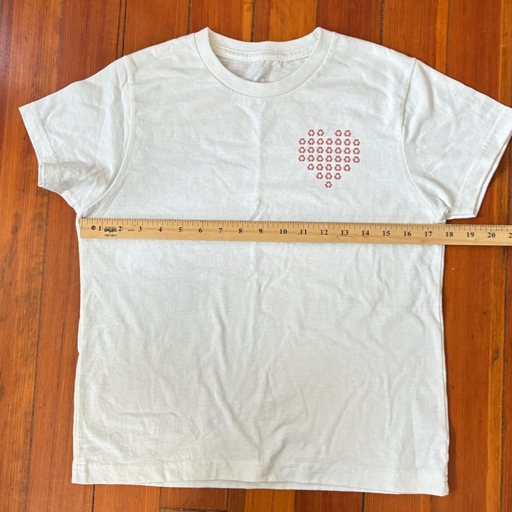 Anthropologie x Upcycle heart recycle tee size XS white recycled